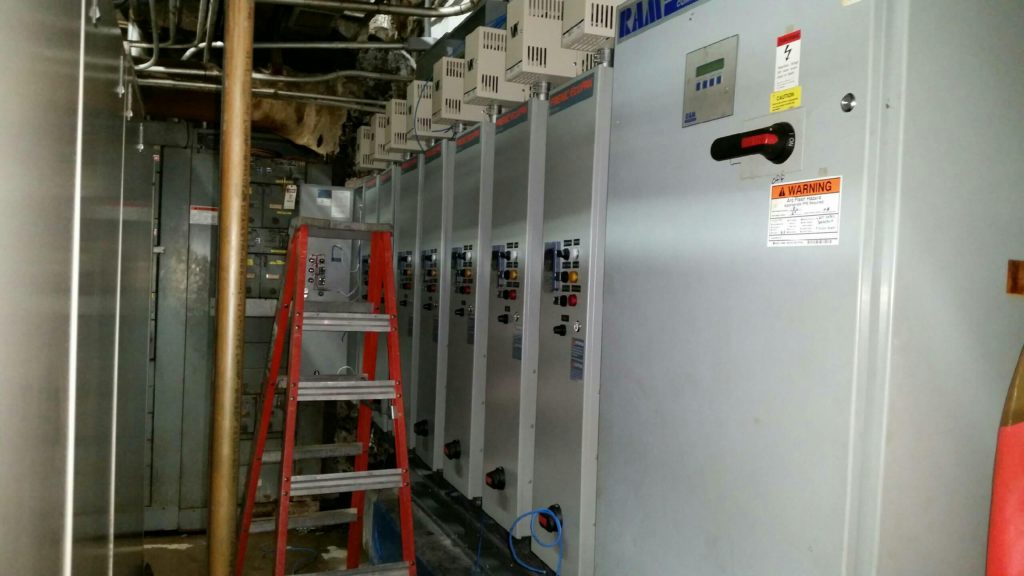 Side view of electrical panels